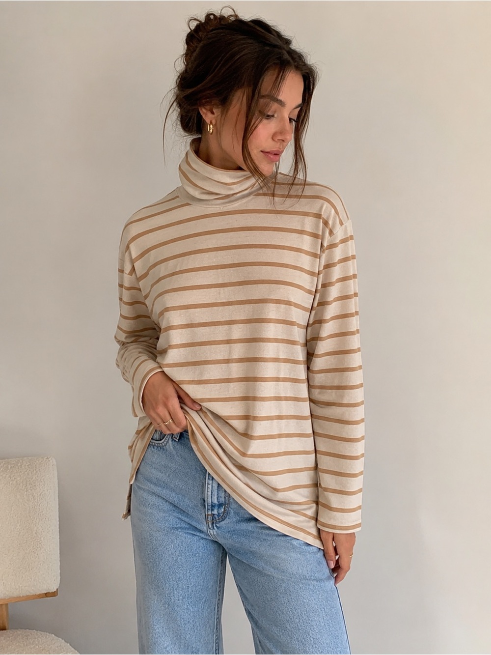 Vanessa Virginia Coastal Quiet Luxury Striped Turtleneck Soft Girl Minimalist S
